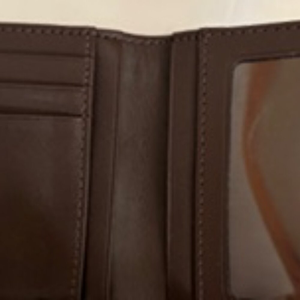Coach Bifold Wallet in Signature Canvas in Purple/Magenta with Brown Trim - Picture 7 of 7